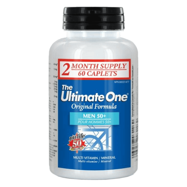 Bottle of Nu-Life UltimateOneMen50+ 120Caplets