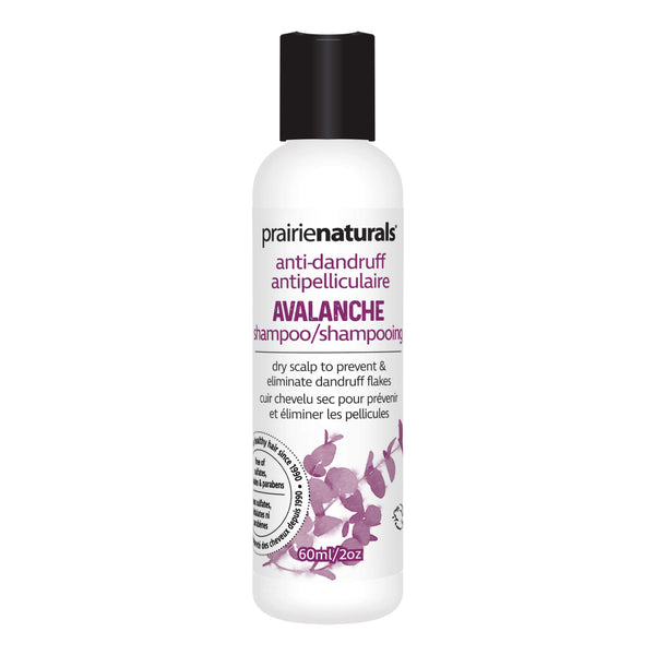 Bottle of PrairieNaturals Shampoo AvalancheAnti-Dandruff Trial/Travel Size 60ml