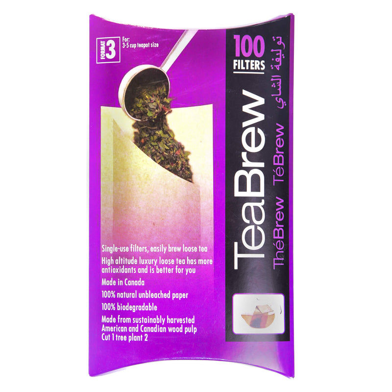 TeaBrew - Paper Filters, Format 3 (3-5 Cup Size), 100 Filters | Kolya Naturals, Canada