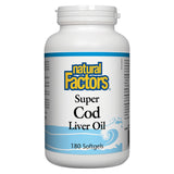Bottle of Natural Factors Super Cod Liver Oil 180 Softgels