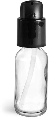 Clear Glass Bottle with Black Treatment Pump