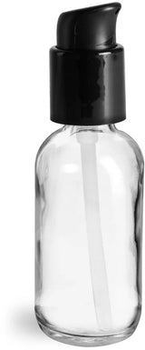 Clear Glass Bottle with Black Treatment Pump