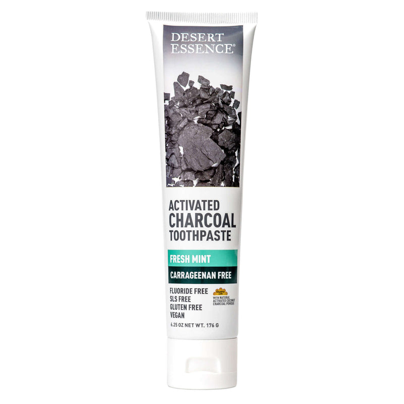 Bottle of Desert Essence Activated Charcoal Toothpaste Fresh Mint 176g