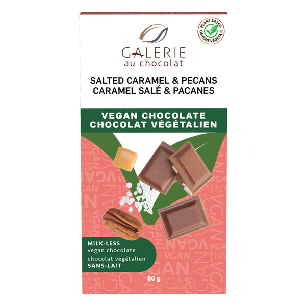 Package of GalerieAuChocolat VeganChocolateBar SaltedCaramel&Pecans 80g 