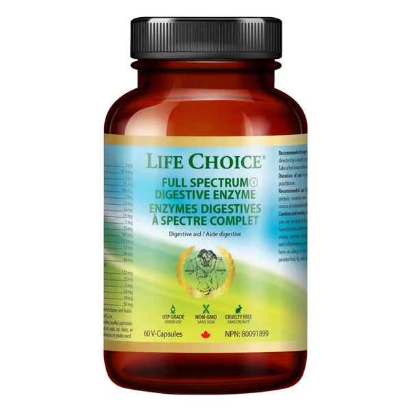 Bottle of LifeChoice FullSpectrum DigestiveEnzyme 60V-Capsules