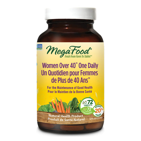 Bottle of MegaFood WomenOver40 OneDaily 72Tablets