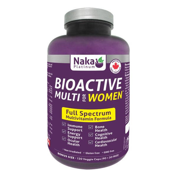Bottle of Naka BioActiveMultiForWomen 120VeggieCaps