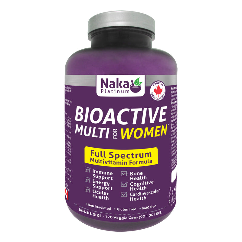 Bottle of Naka BioActiveMultiForWomen 120VeggieCaps