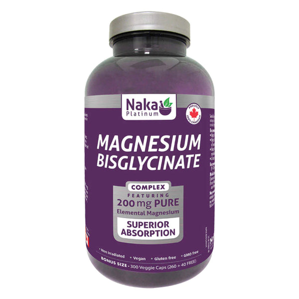 Bottle of Naka MagnesiumBisglycinateComplex 200mg 300VeggieCaps