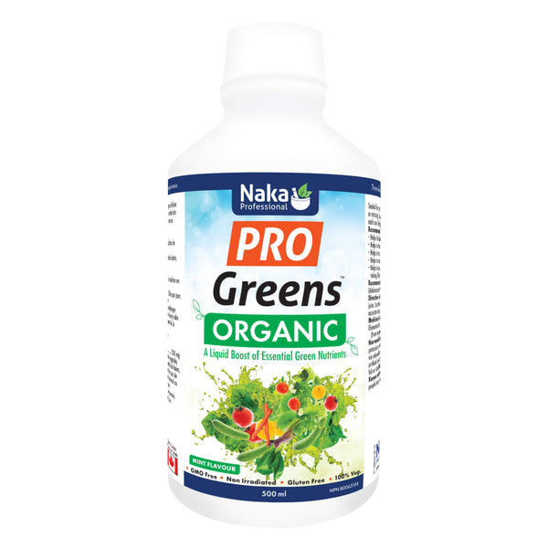 Bottle of Naka ProGreens Organic MintFlavour 500ml