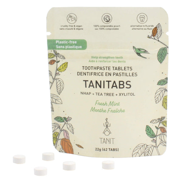 TANIT TanitabsToothpasteTablets CompostablePouch FreshMint 22g(62Tabs)