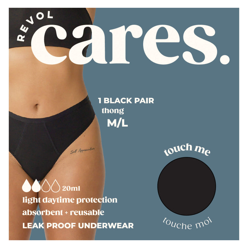 RevolCares Thong LeakProofUnderwear Black M/L