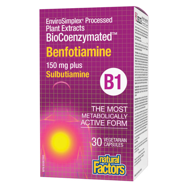 NaturalFactors BioCoenzymatedBenfotiamine 150mgPlusSulbutiamine 30VegetarianCapsules