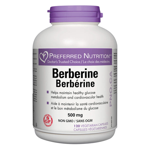 Bottle of PreferredNutrition Berberine 500mg 120VegetarianCapsules