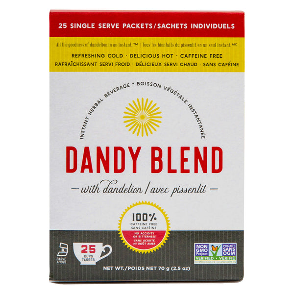 Box of RawElements DandyBlend InstantHerbalBeverage 25SingleServingPackets