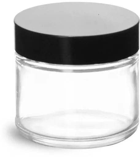 Clear Glass Jar with Black Lid