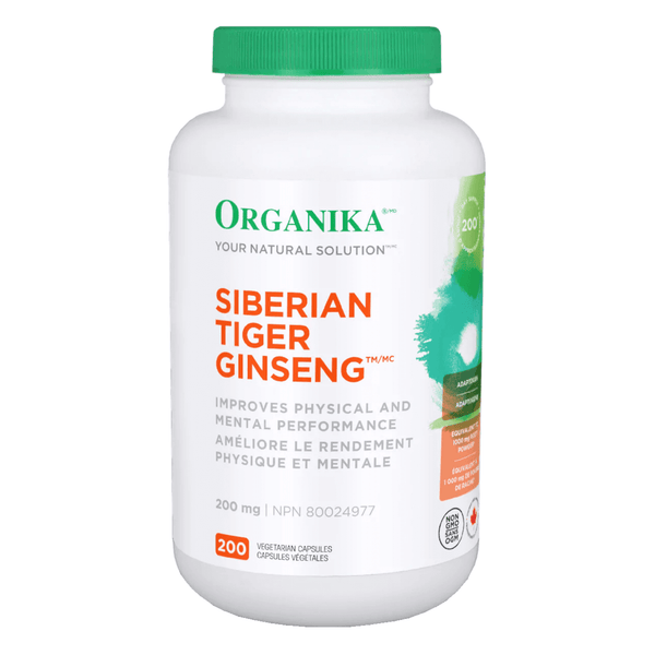 Bottle of Organika Siberian Ginseng 5:1 Extract 200mg 200 Vegetarian Capsules