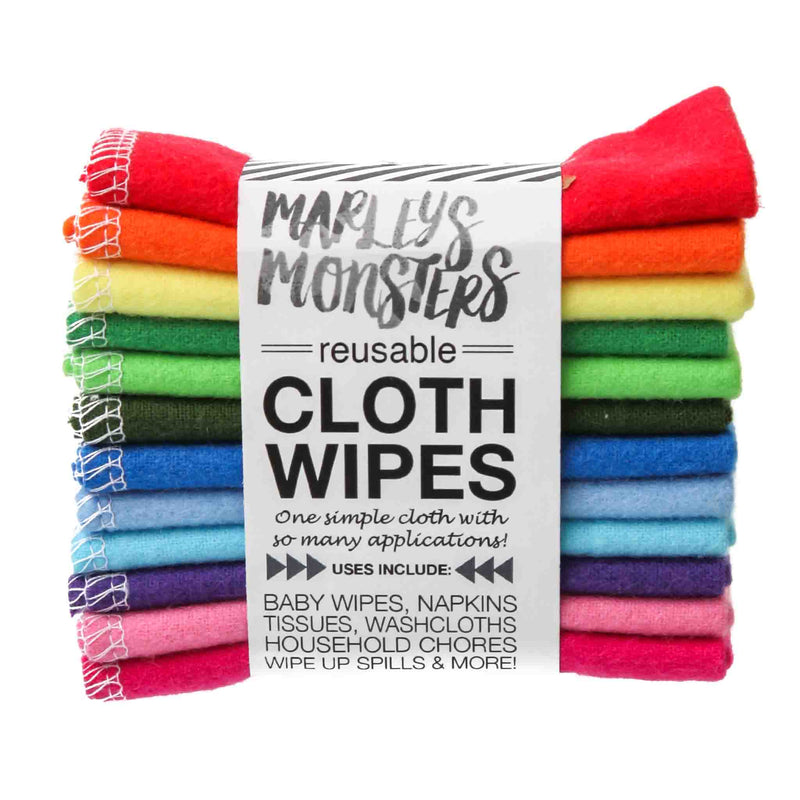 Marley's Monsters Reusable Cloth Wipes Solide Rainbow Colours