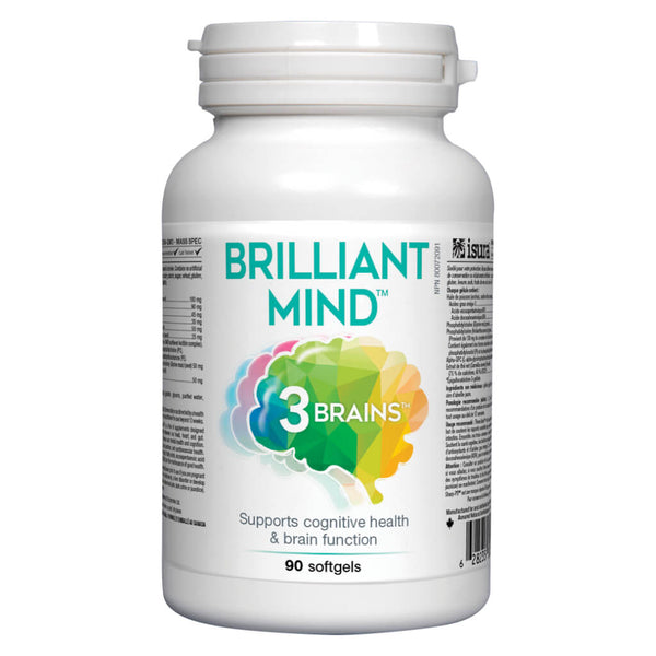 Bottle of 3 Brain Brilliant Mind 90 Softgels