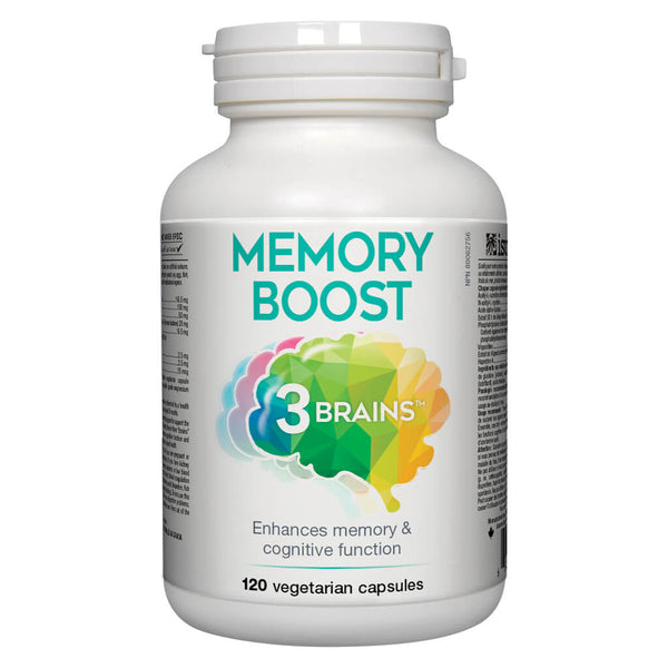 Bottle of 3 Brains Memory Boost 120 Vegetarian Capsules