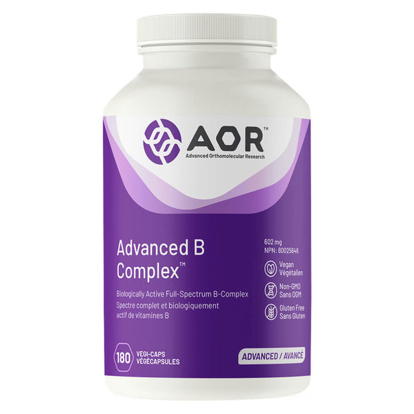 Bottle of AOR Advanced B Complex 602mg 180 Vegetable Capsules