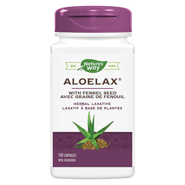 Bottle of Nature's Way Aloelax with Fennel Seed 100 Capsules
