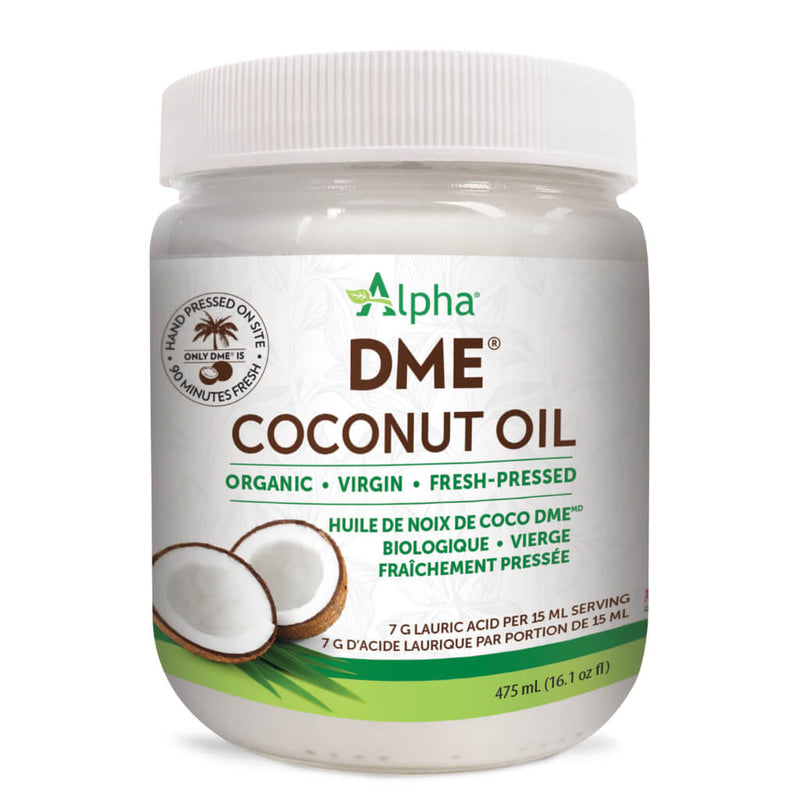 Jar of Alpha Health DME® Raw Virgin Coconut Oil 475 mL