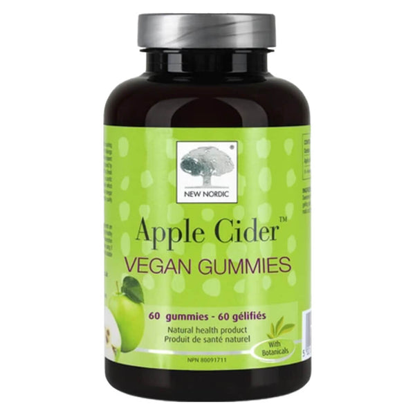 Bottle of New Nordic Apple Cider Vegan Gummies 60 Chewables