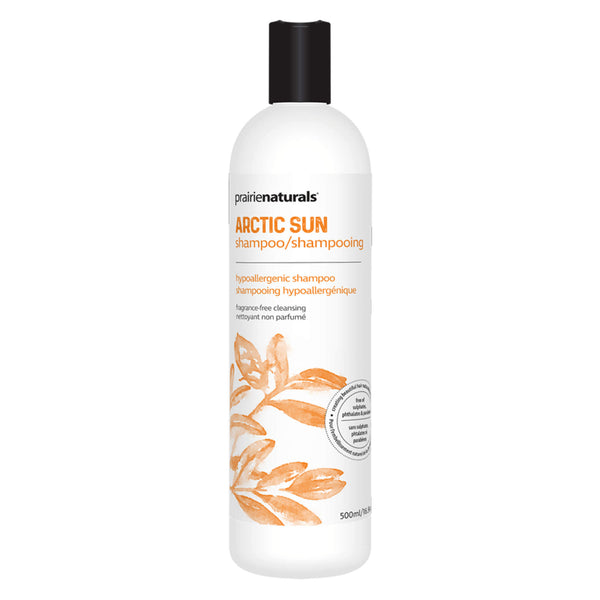 Bottle of Prairie Naturals Arctic Sun Hypoallergenic Shampoo 500 Milliliters