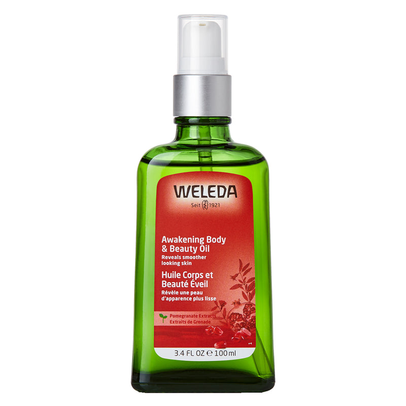 Pump Bottle of Weleda Awakening Body & Beauty Oil - Pomegranate 3.4 Ounces