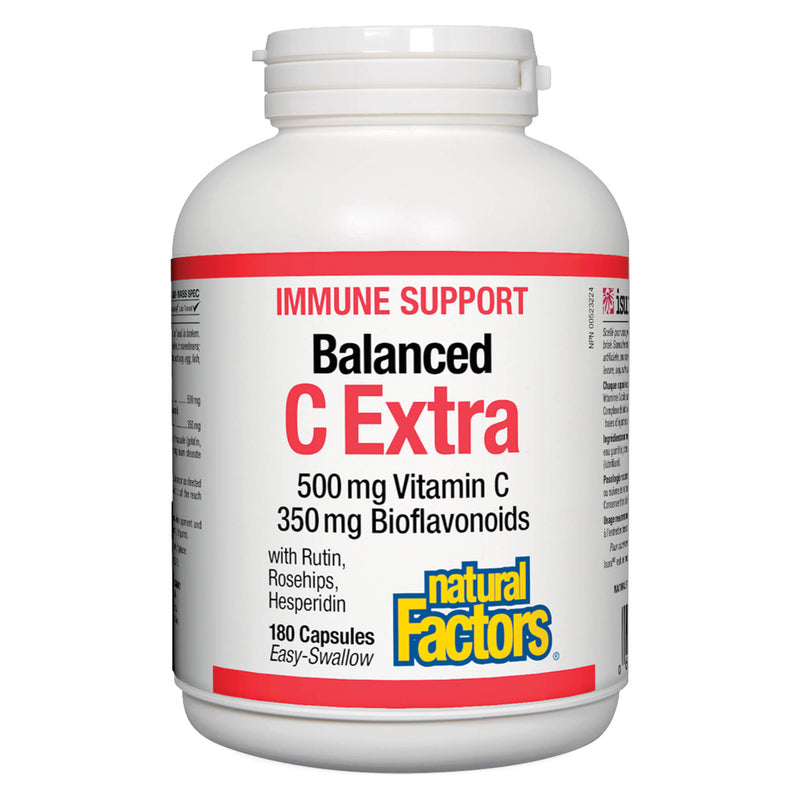 Natural Factors Balanced C Extra 500mg w/350mg Bioflavonoids 180 Capsules | Optimum Health Vitamins, Canada
