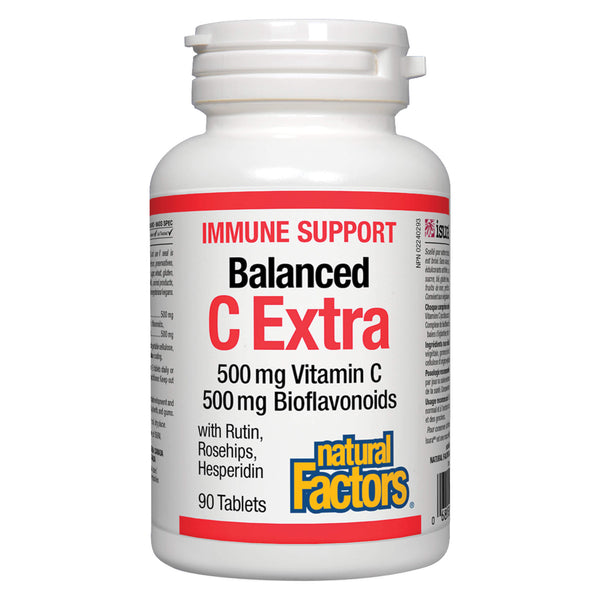 Natural Factors Balanced C Extra 500mg w/500mg Bioflavonoids 90 Tablets | Optimum Health Vitamins, Canada
