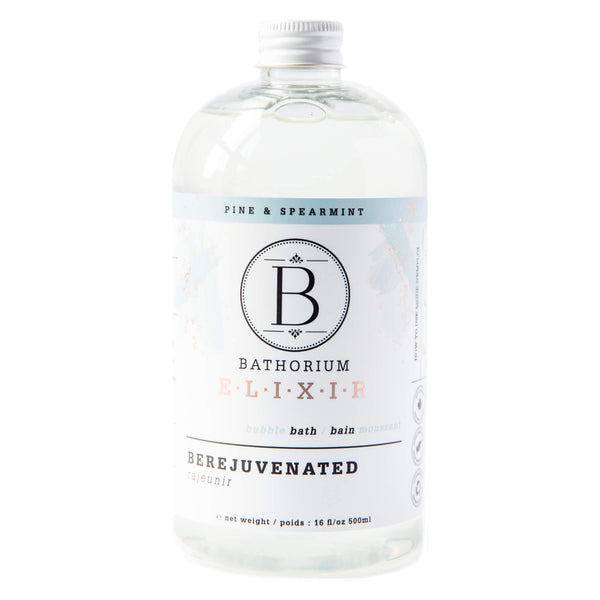 Bottle of Bathorium Elixir BeRejuvenated Pine & Spearmint 500 Milliliters | Optimum Health Vitamins, Canada