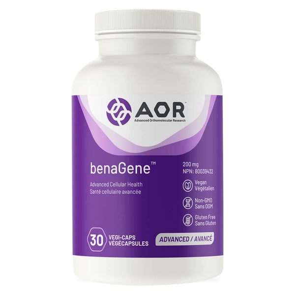 Bottle of AOR BenaGene 200 mg 30 Vegi-Caps
