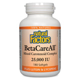 Bottle of Beta Care All Mixed Carotenoid Complex 25000 IU 180 Softgels