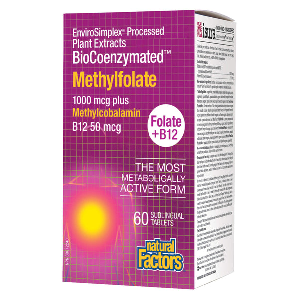 Natural Factors BioCoenzymated Methylfolate 1000 mcg + Methylcobalamin B12 50 mcg | Optimum Health Vitamins, Canada