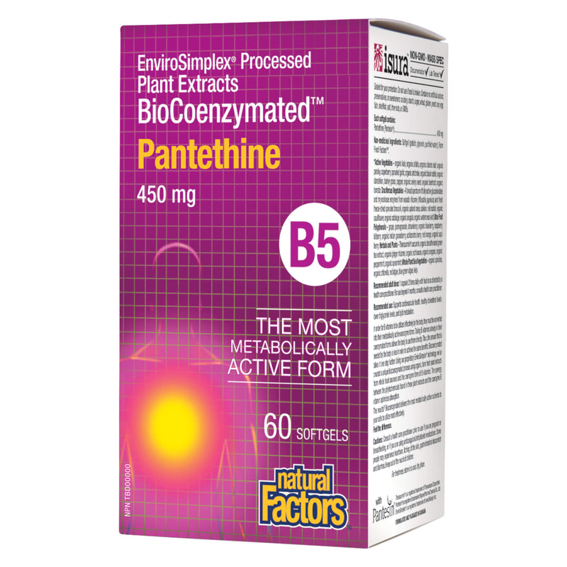 Natural Factors BioCoenzymated B-5 Pantethine 450 mg | Optimum Health Vitamins, Canada