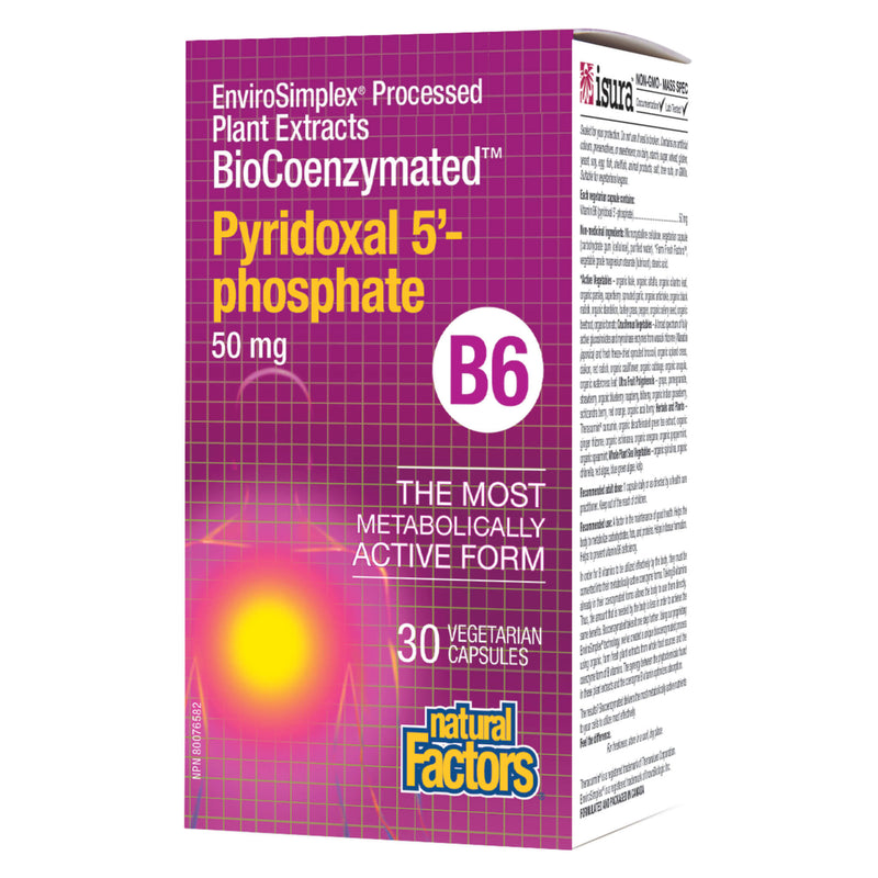 Natural Factors BioCoenzymated B-6 Pyridoxal 5' - Phosphate 50 mg | Optimum Health Vitamins, Canada