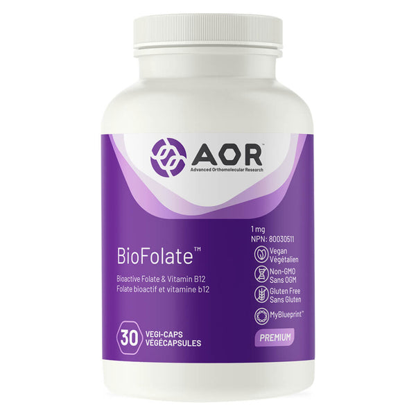 Bottle of AOR BioFolate™ 30 Capsules