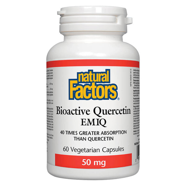 Bottle of Natural Factors Bioactive Quercetin EMIQ 50 mg 60 Vegetarian Capsules