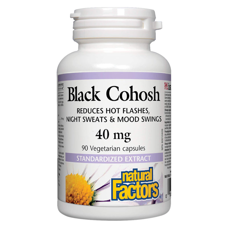 Bottle of Natural Factors Black Cohosh Standardized Extract 90 Vegetarian Capsules