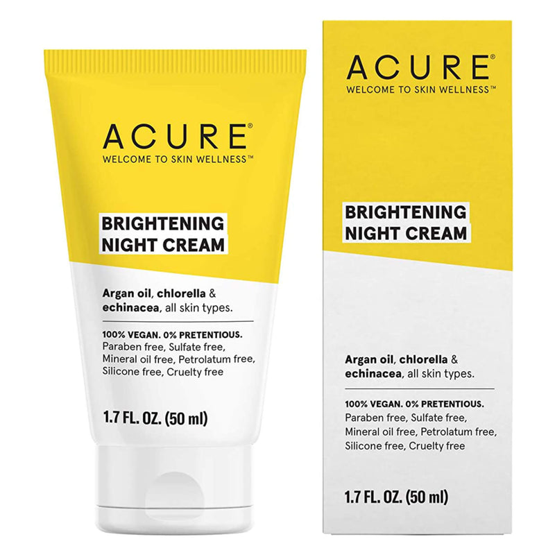 Bottle and Box of Acure Brightening Night Cream 1.7 Fluid Ounces