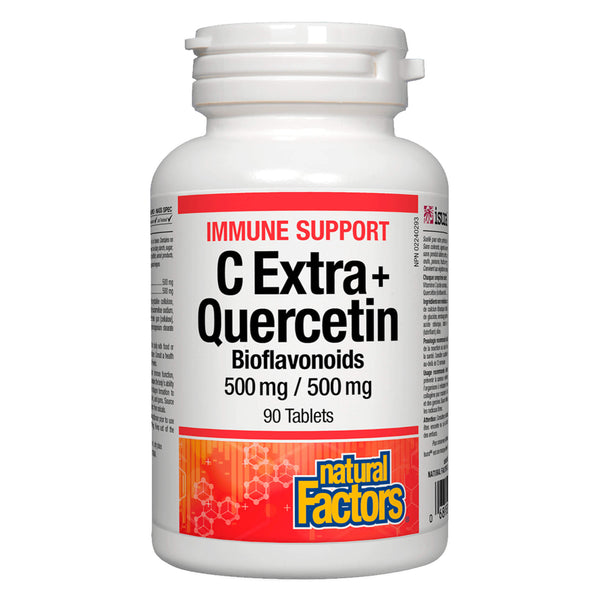 Bottle of Natural Factors C Extra + Quercetin Bioflavonoids 500 mg 90 Tablets