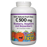 100% Natural Fruit Chew Vitamin C 500 mg Blueberry, Raspberry, and Boysenberry Flavour 180 Chewable Tablets