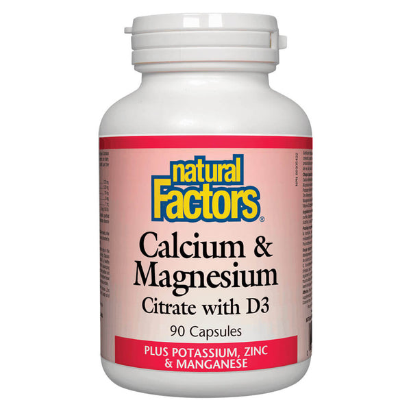 Bottle of Calcium & Magnesium Citrate w/ D3 90 Capsules