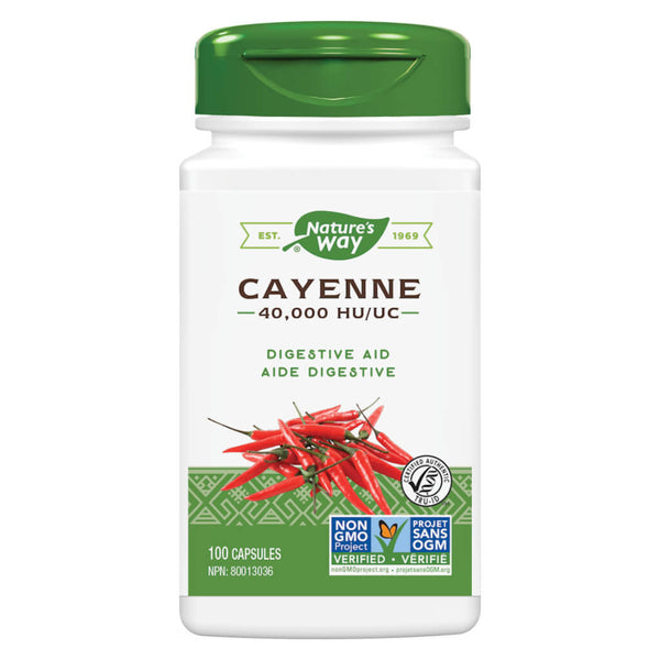 Bottle of Nature's Way Cayenne 40000 HU 100 Capsules