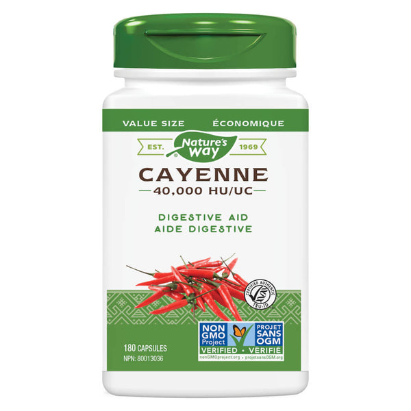 Bottle of Nature's Way Cayenne 40000 HU 180 Capsules
