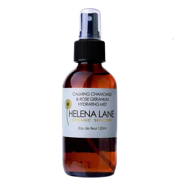 Spray Bottle of Helena Lane Chamomile & Rose Geranium Hydrating Mist 120 Milliliters