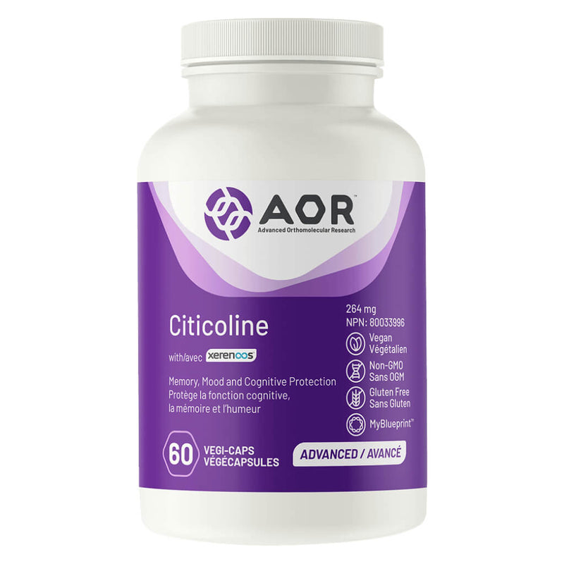 Bottle of AOR Citicoline with Cognizyn 264 mg 60 Capsules