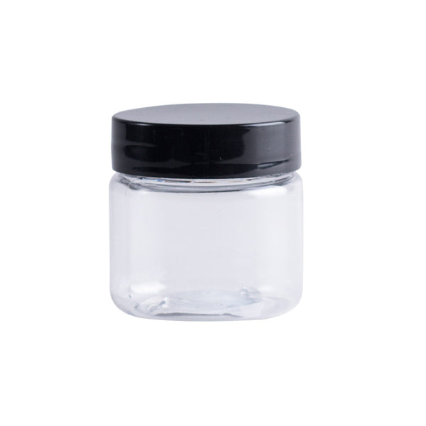 Earth's Aromatique - Clear Plastic Tall Jar w/ Black Lid 1oz | Kolya Naturals, Canada